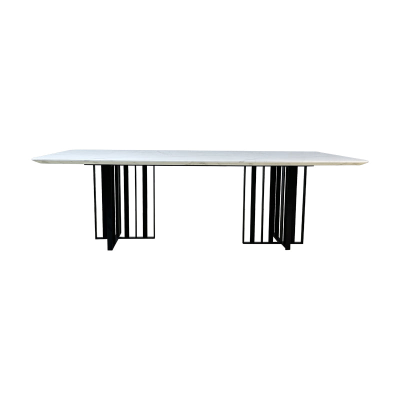 Black Bars Marble Dining Table- 8 Persons