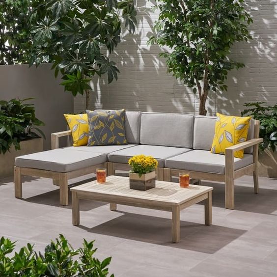Royal | 2-Piece Gray Outdoor Seating Set - 250x160x70cm Seating with 100x60x32cm Table