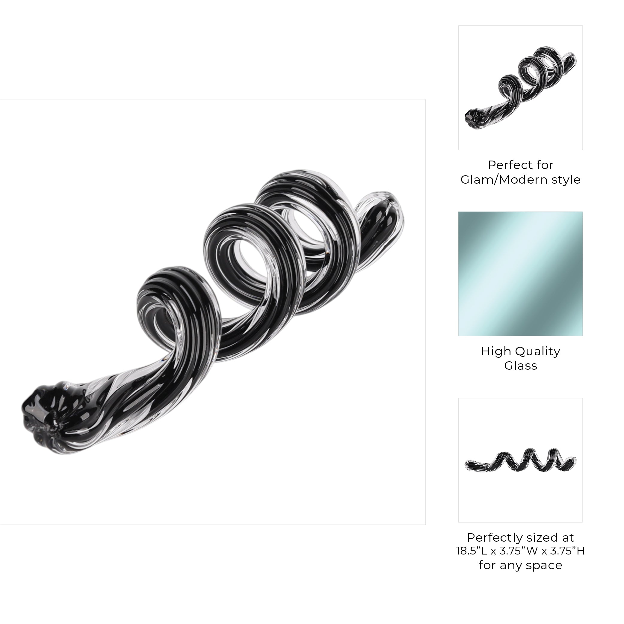 نحت الشريط الزجاجي الأسود / الأحمر لشامير Shamir Black/Red Glass Ribbon Sculpture