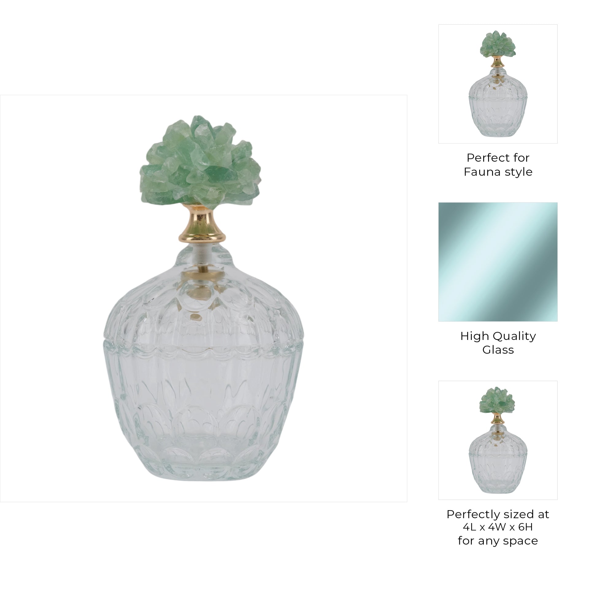 برطمان زجاجي بحجر أخضر لانسيلوت Lancelot Green Stone Glass Jar