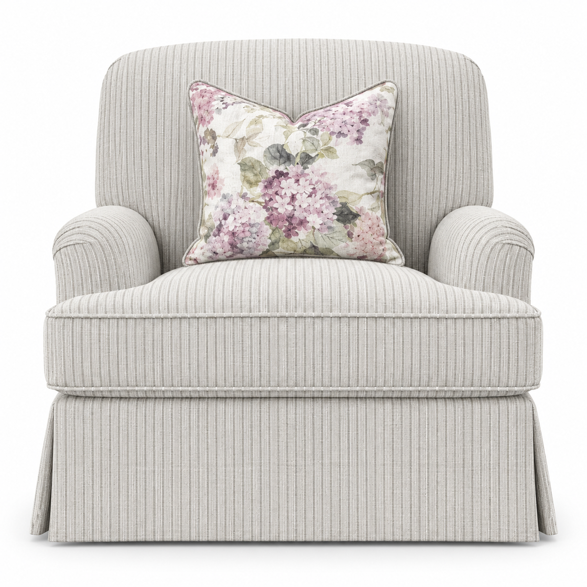 Jasmine Arm Chair Striped Pattern & Skirted