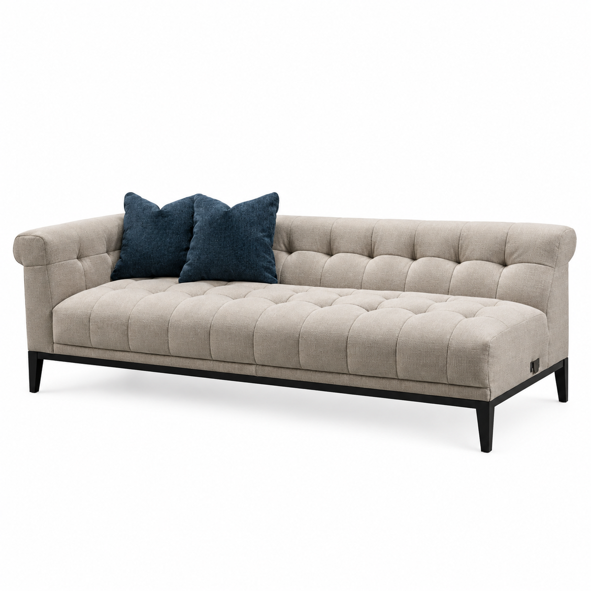 Agate Beige and Navy Cushion Sectional Raf