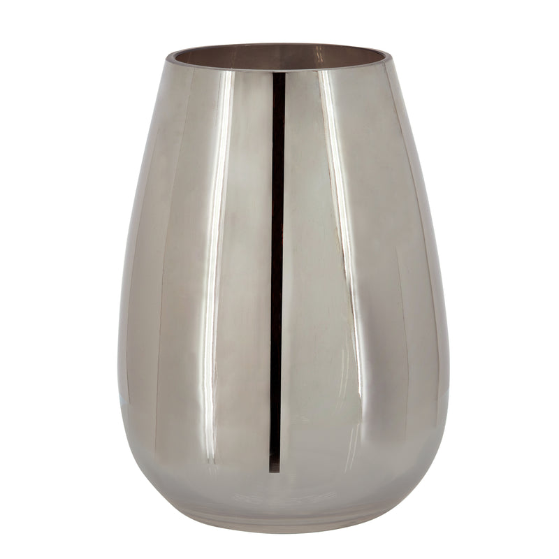 الزجاج المعدني المزهرية، فضي GLASS METALLIC VASE, SILVER