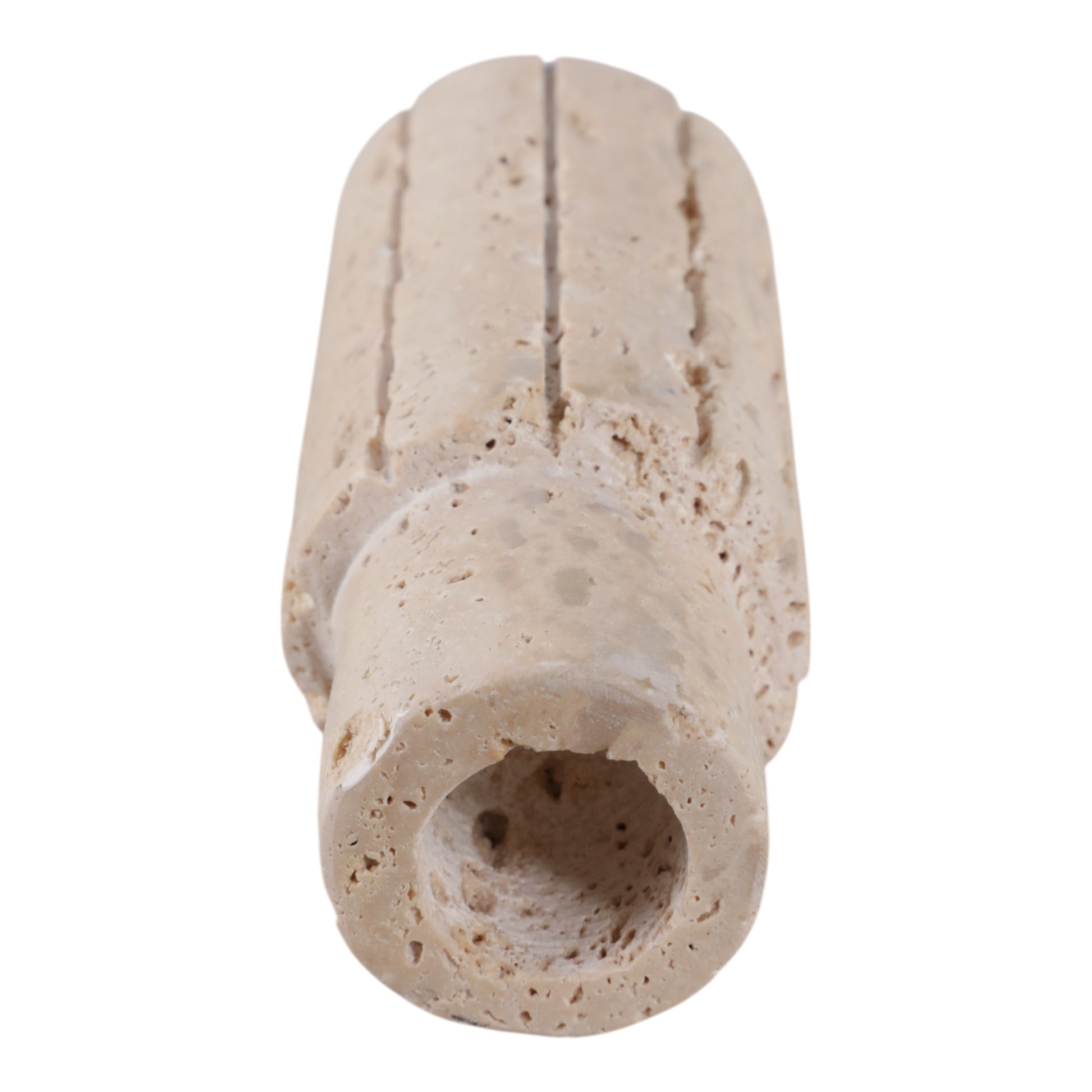 5X2" RAW EDGE TRAVERTINE TAPER HOLDER, TAN Candle Holders| Sagebrook Home