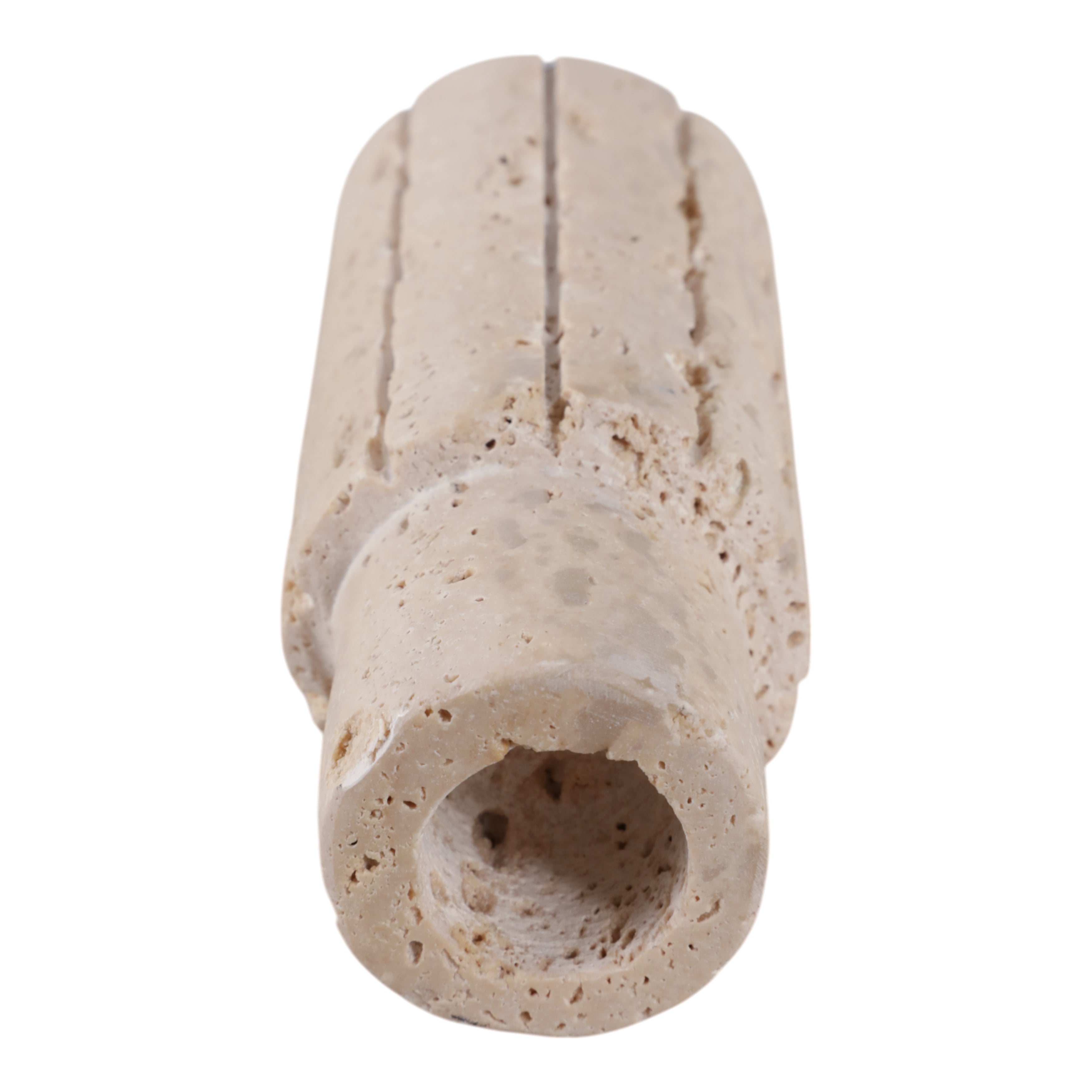 5X2" RAW EDGE TRAVERTINE TAPER HOLDER, TAN Candle Holders| Sagebrook Home