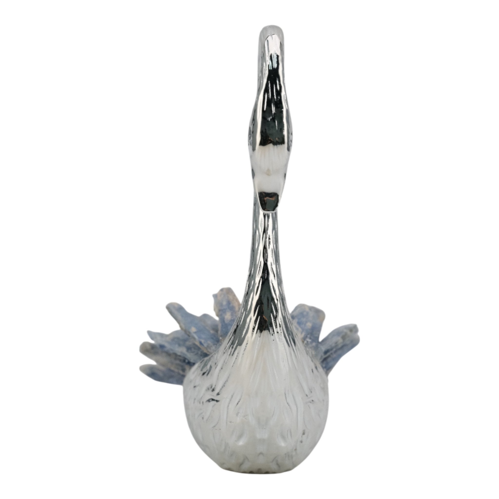6"majesty Blue Kyanite Stone Sitting Metal Swan Table Decors| Sagebrook Home