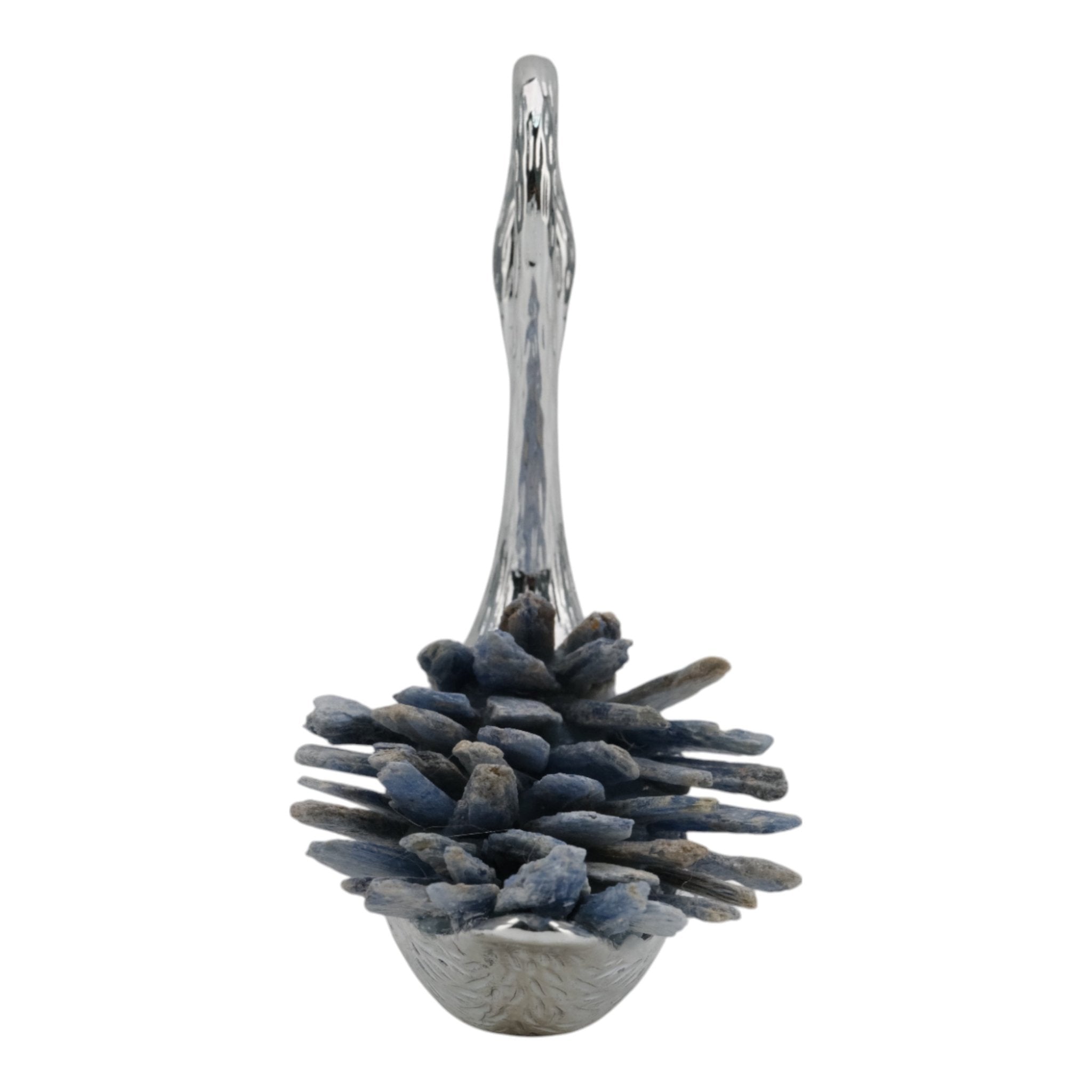 6"majesty Blue Kyanite Stone Sitting Metal Swan Table Decors| Sagebrook Home