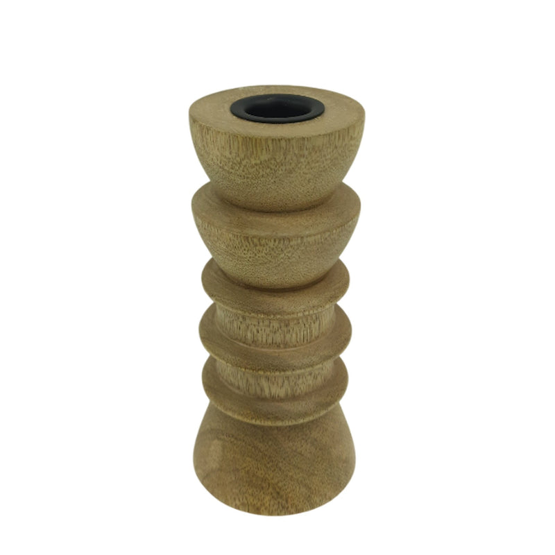 6x3" Wood Totem Taper Holder, Natural - Al Rugaib Furniture