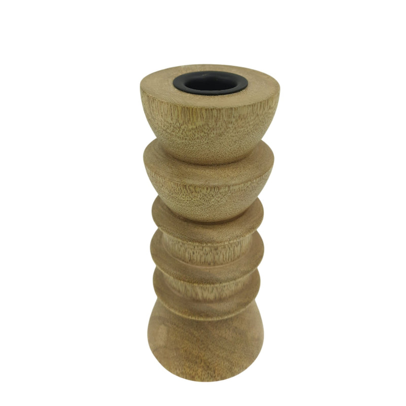 6x3" Wood Totem Taper Holder, Natural - Al Rugaib Furniture