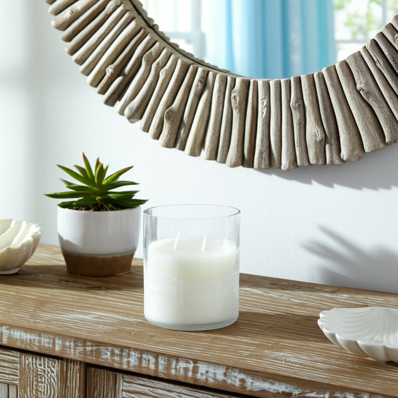 6x5" 34 Oz Jasmine Frosted Glass Candle, Clear - Al Rugaib Furniture