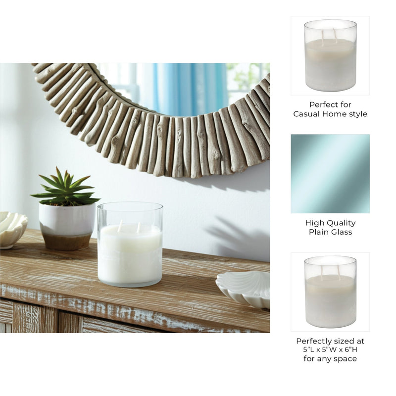 6x5" 34 Oz Jasmine Frosted Glass Candle, Clear - Al Rugaib Furniture