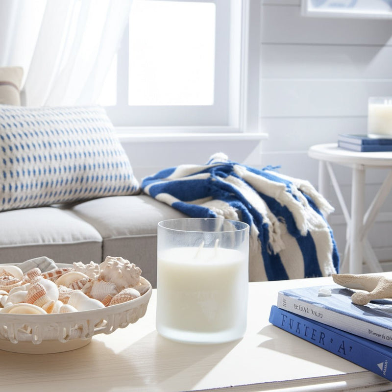 6x5" 34 Oz Jasmine Frosted Glass Candle, Clear - Al Rugaib Furniture