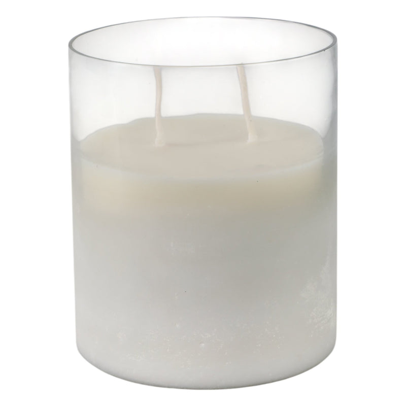 6x5" 34 Oz Jasmine Frosted Glass Candle, Clear - Al Rugaib Furniture