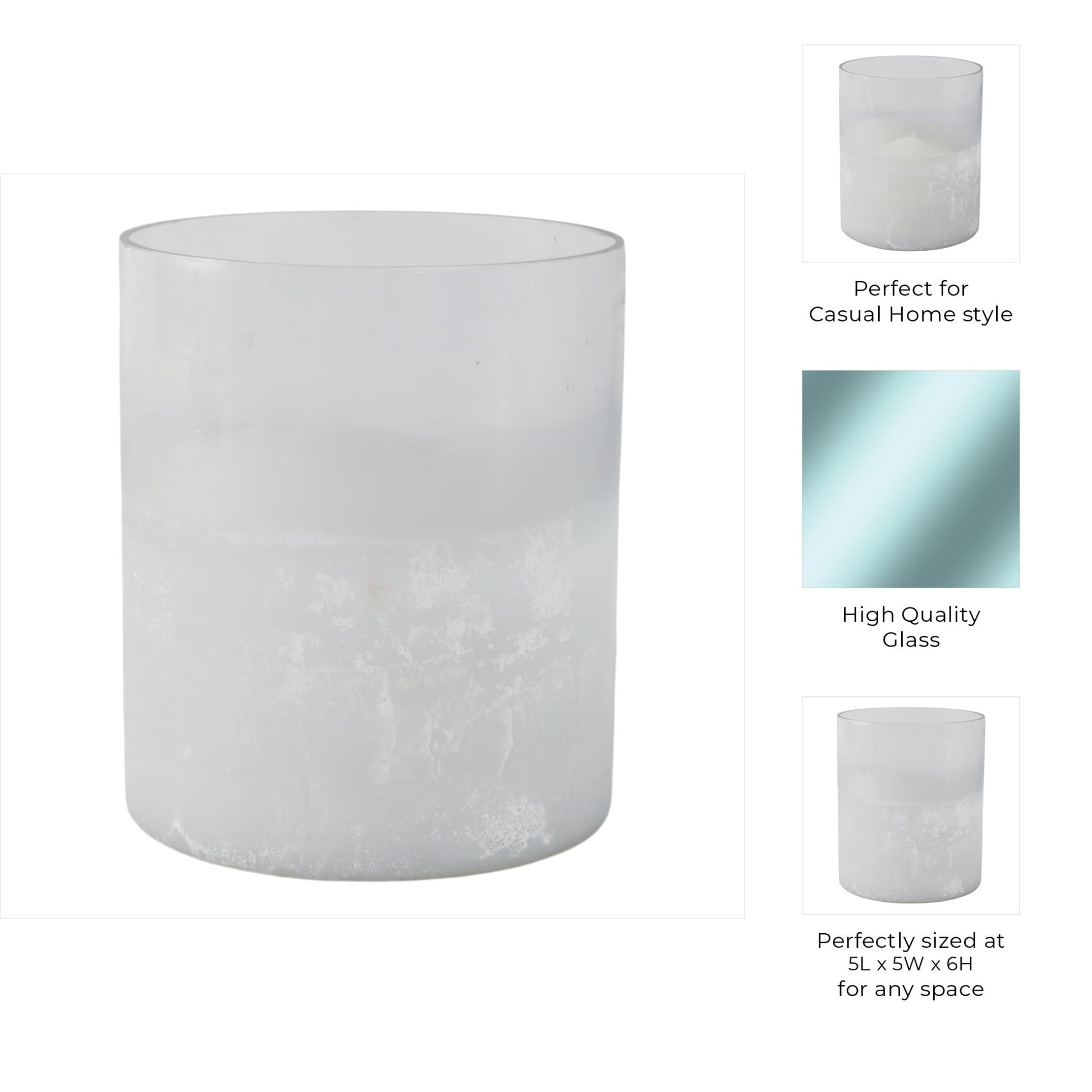 6x5" Frosted Bottom Hurricane, Clear Candle Holders| Sagebrook Home