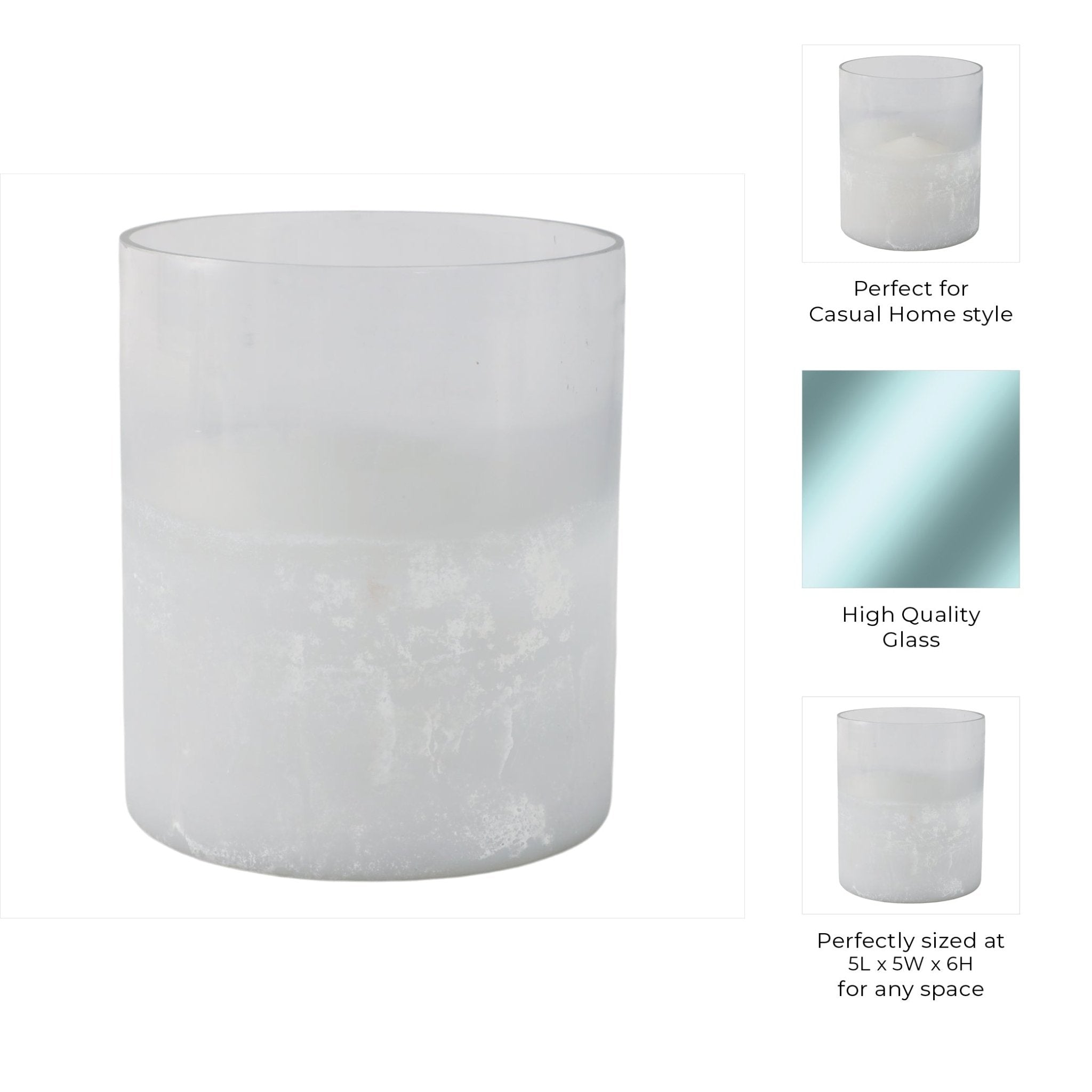 6x5" Frosted Bottom Hurricane, Clear Candle Holders| Sagebrook Home
