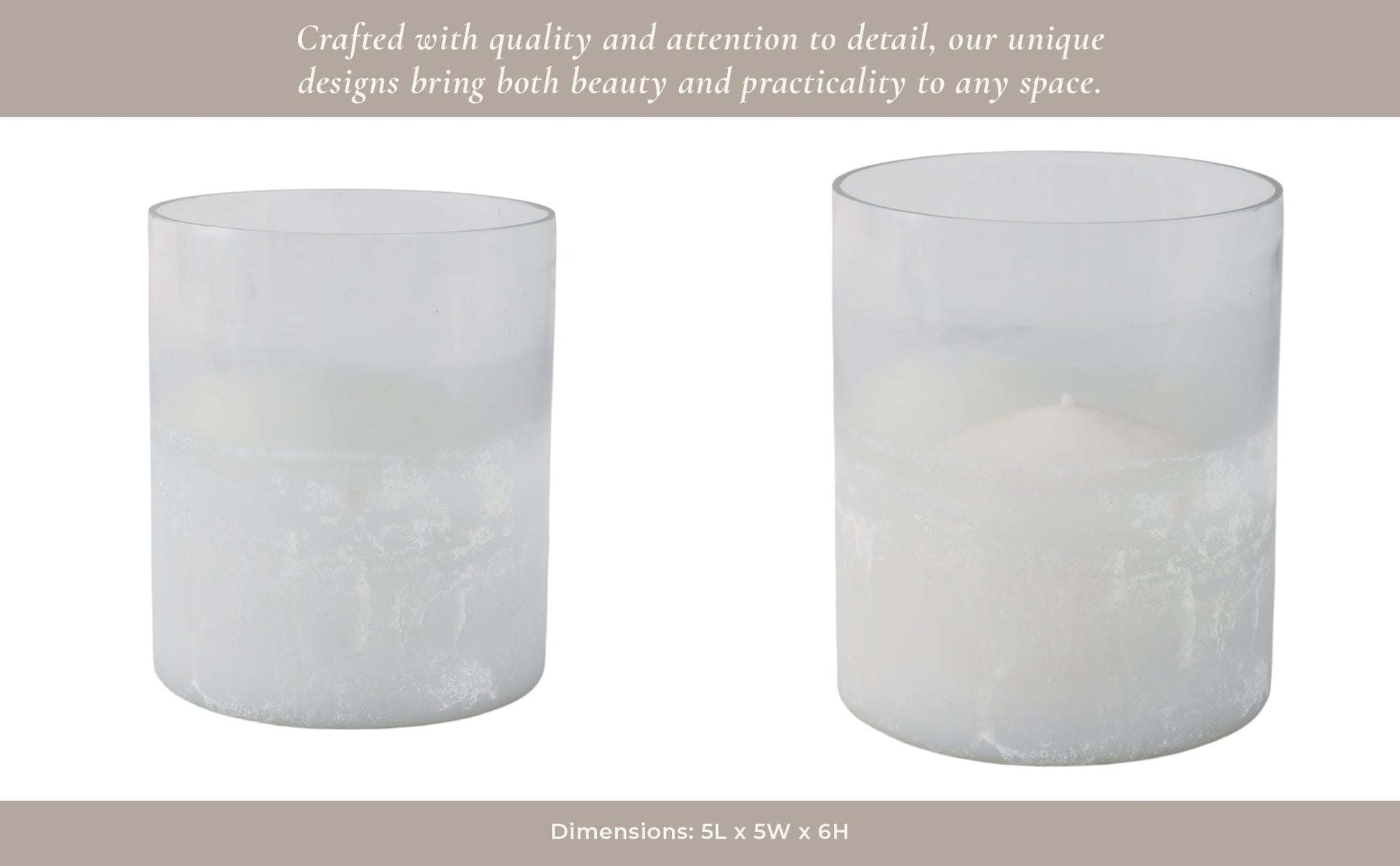 6x5" Frosted Bottom Hurricane, Clear Candle Holders| Sagebrook Home