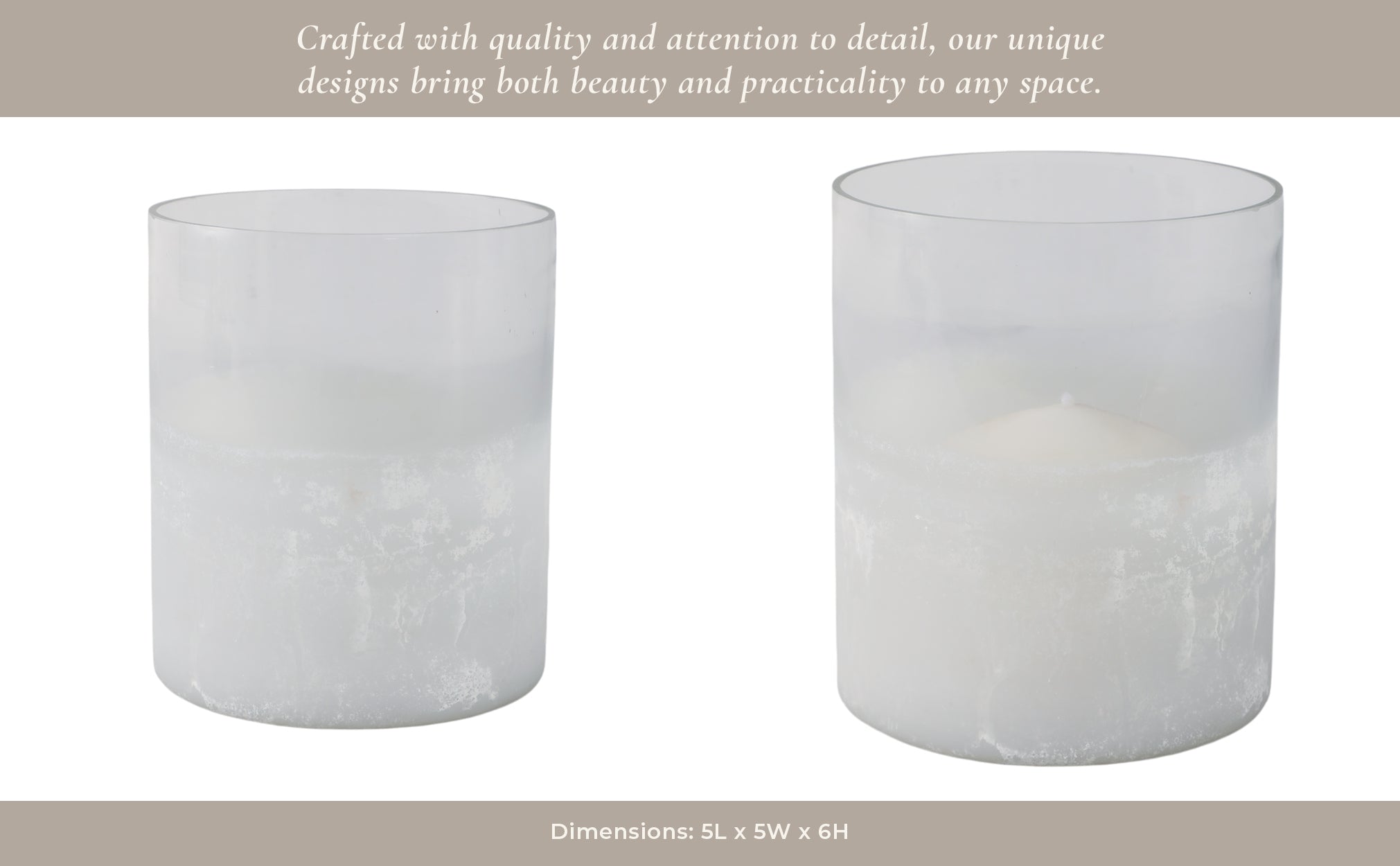 6x5" Frosted Bottom Hurricane, Clear Candle Holders| Sagebrook Home