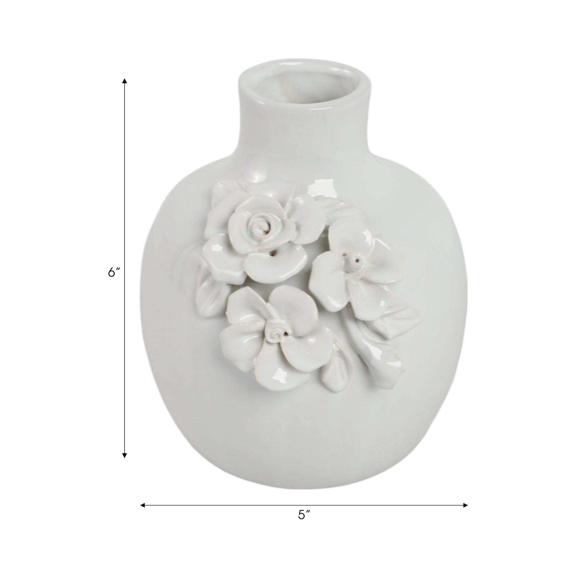 6x5" Rose Applique Bud Vase, Cream Vases and Jars| Sagebrook Home