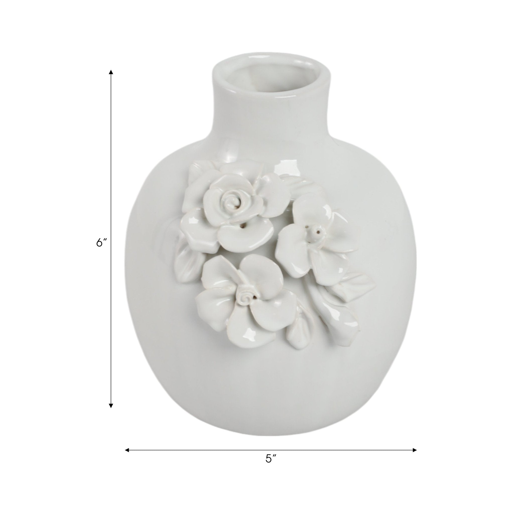 6x5" Rose Applique Bud Vase, Cream Vases and Jars| Sagebrook Home