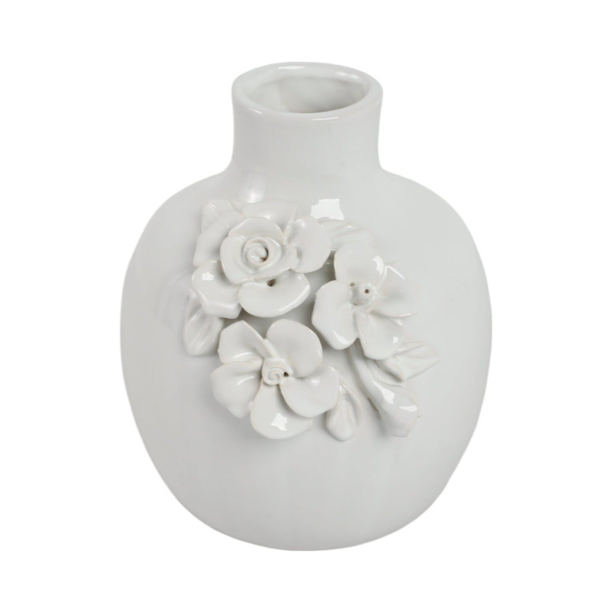 6x5" Rose Applique Bud Vase, Cream Vases and Jars| Sagebrook Home