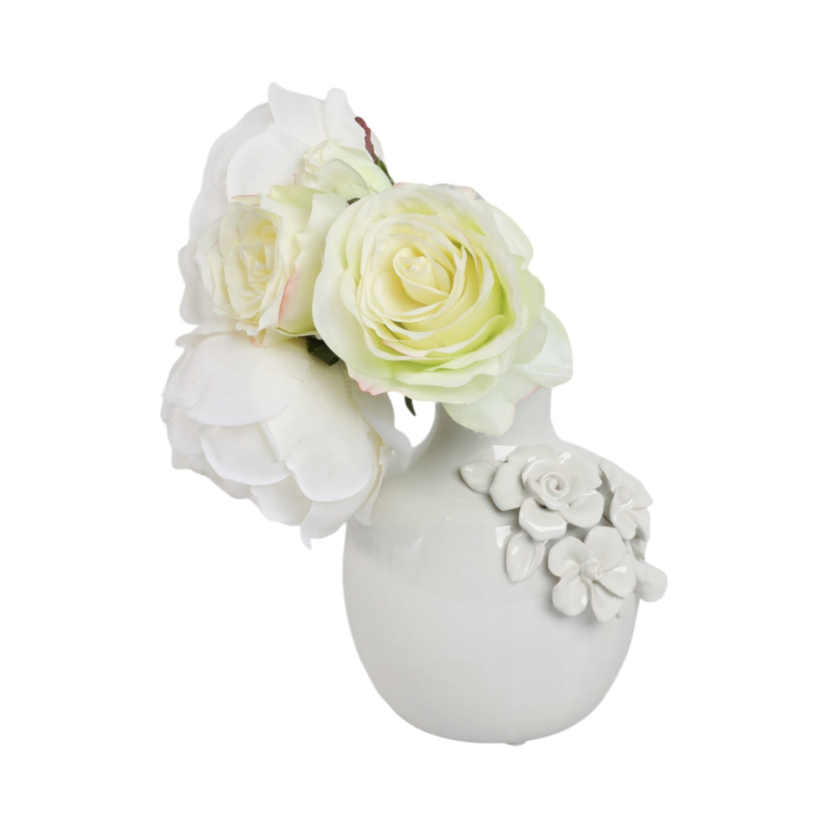 6x5" Rose Applique Bud Vase, Cream Vases and Jars| Sagebrook Home