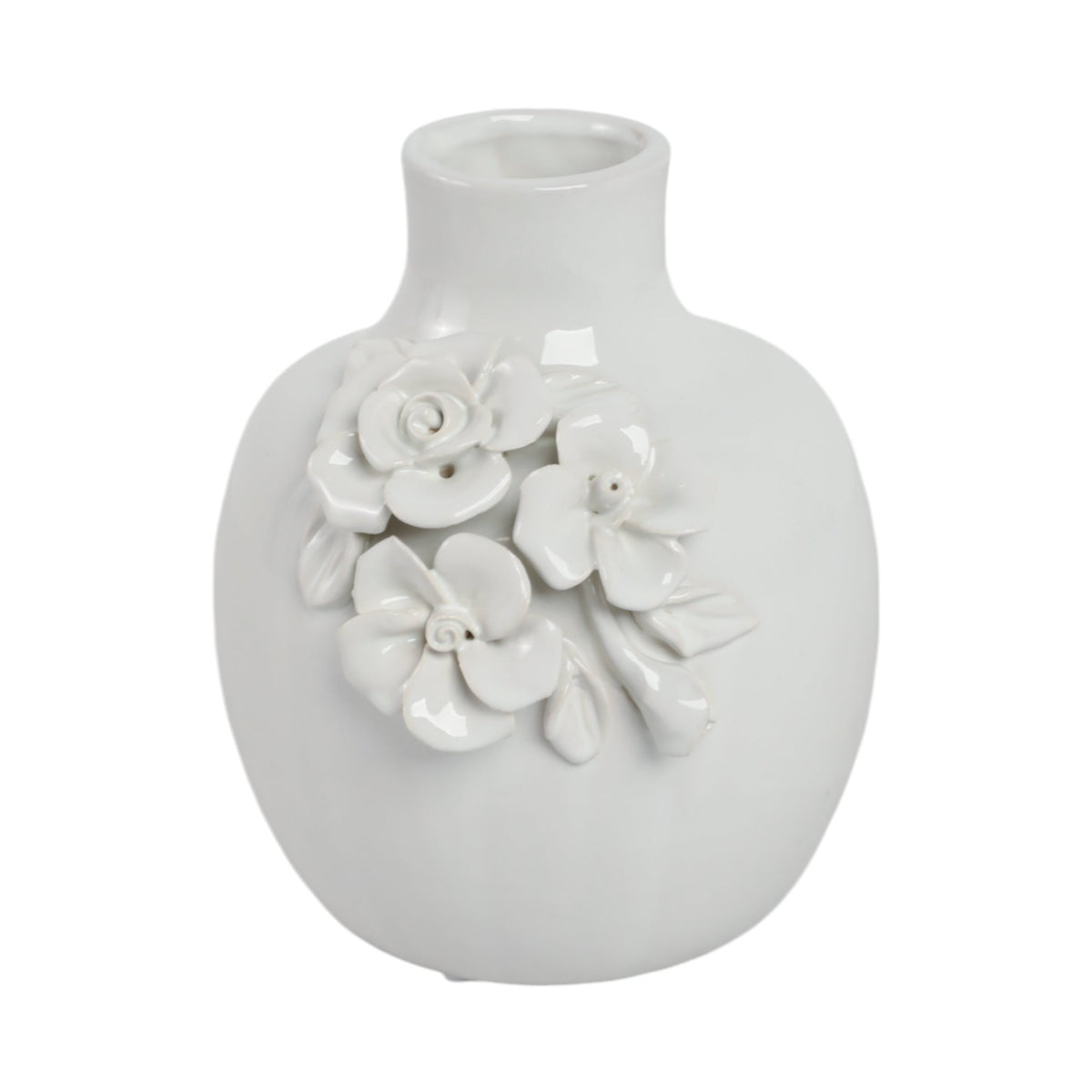 6x5" Rose Applique Bud Vase, Cream Vases and Jars| Sagebrook Home