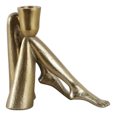 6x6" Bent Legs Taper Holder, Gold - Al Rugaib Furniture