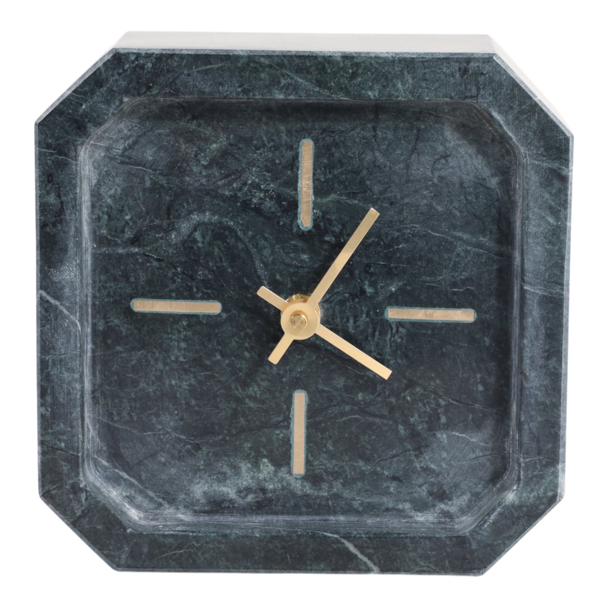 6x6" Marble Octagon Clock, Green/gold Clocks| Sagebrook Home