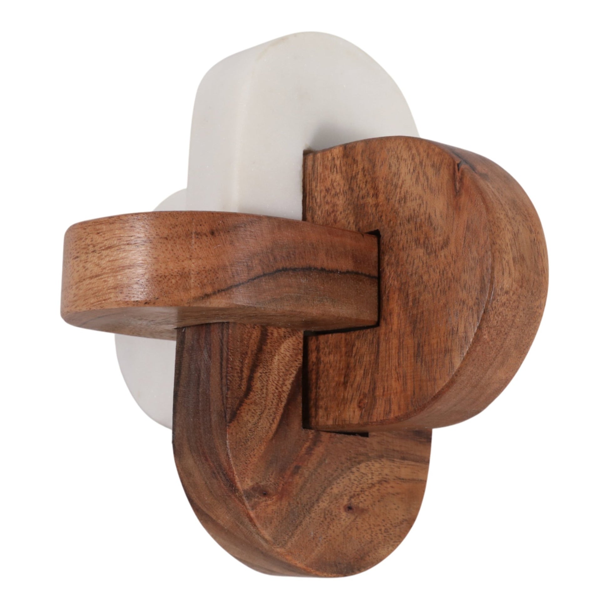 6x6" Wood And Marble Curved Knot, White/natural Table Decors| Sagebrook Home
