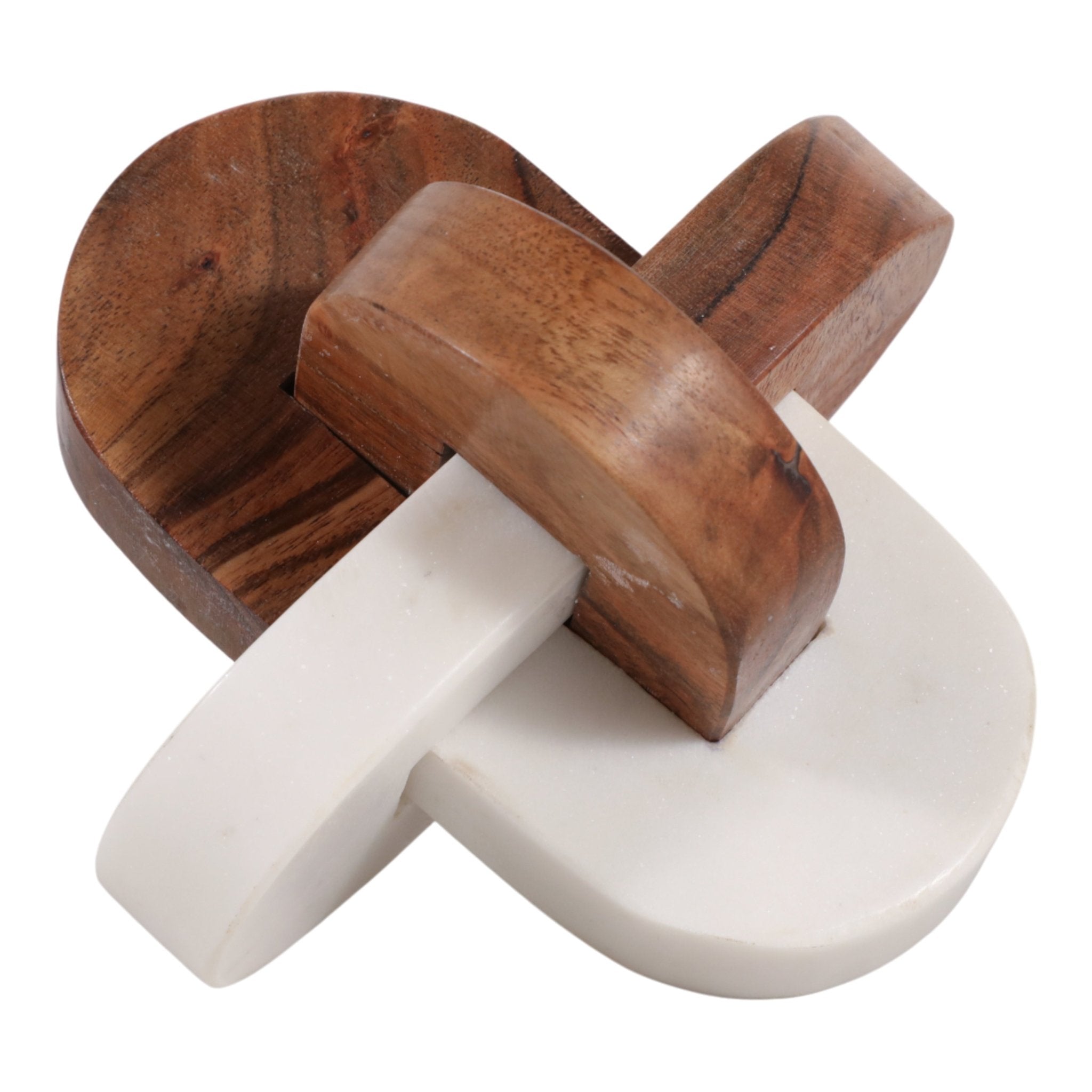 6x6" Wood And Marble Curved Knot, White/natural Table Decors| Sagebrook Home