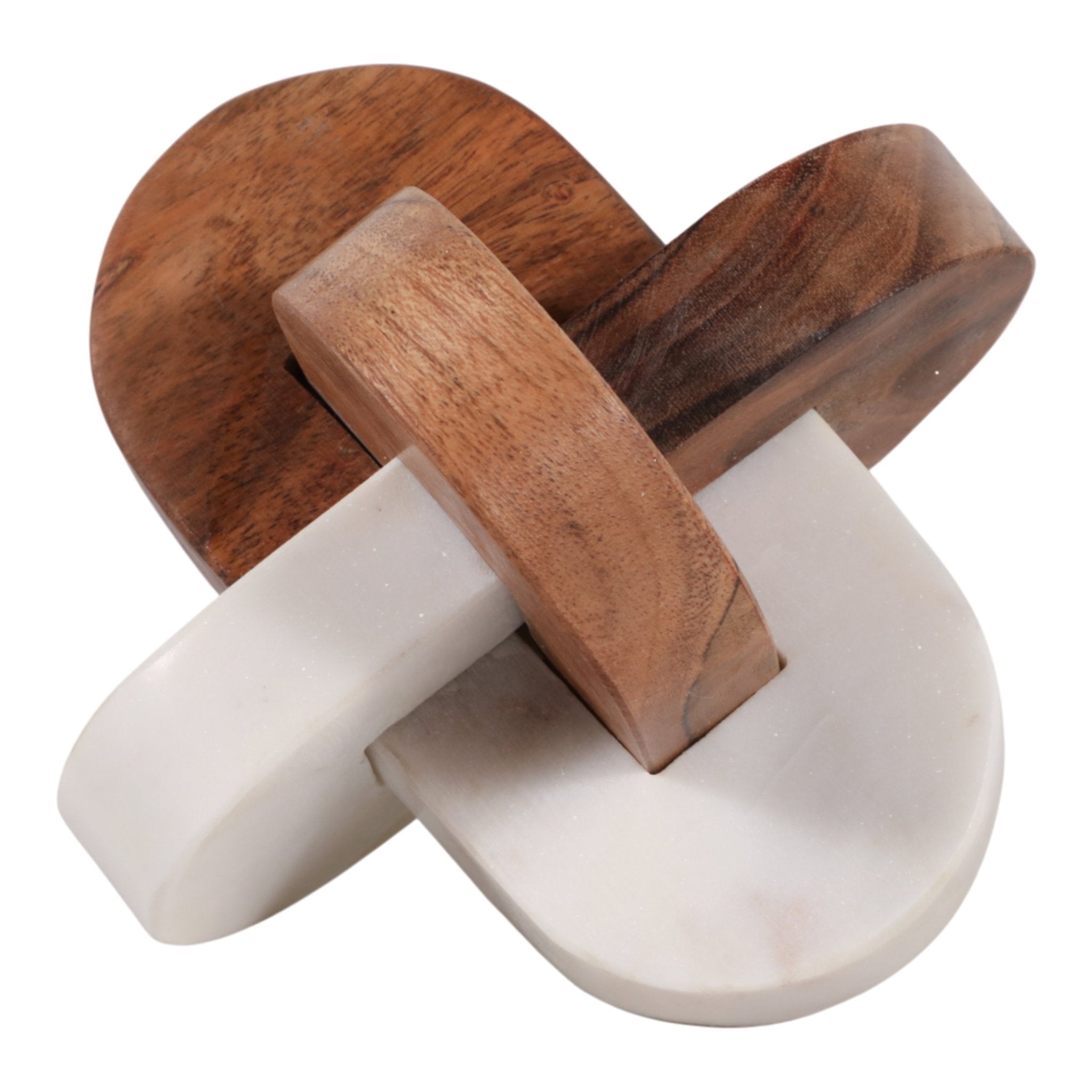 6x6" Wood And Marble Curved Knot, White/natural Table Decors| Sagebrook Home