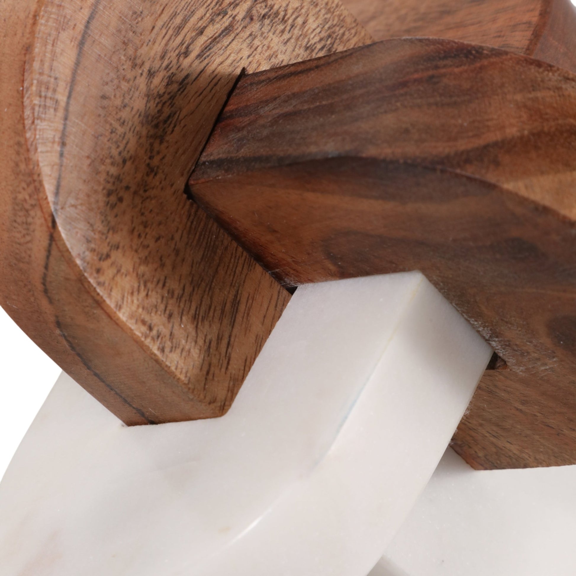 6x6" Wood And Marble Curved Knot, White/natural Table Decors| Sagebrook Home