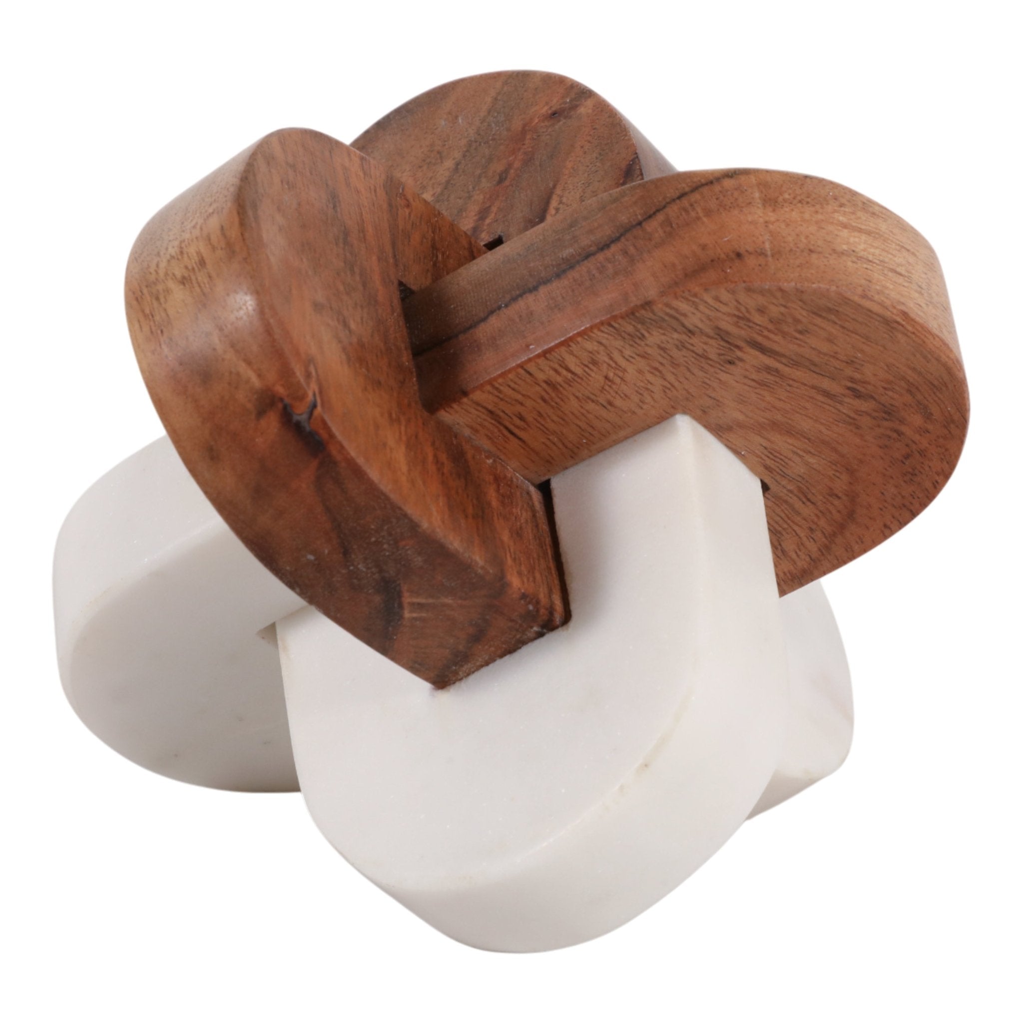 6x6" Wood And Marble Curved Knot, White/natural Table Decors| Sagebrook Home