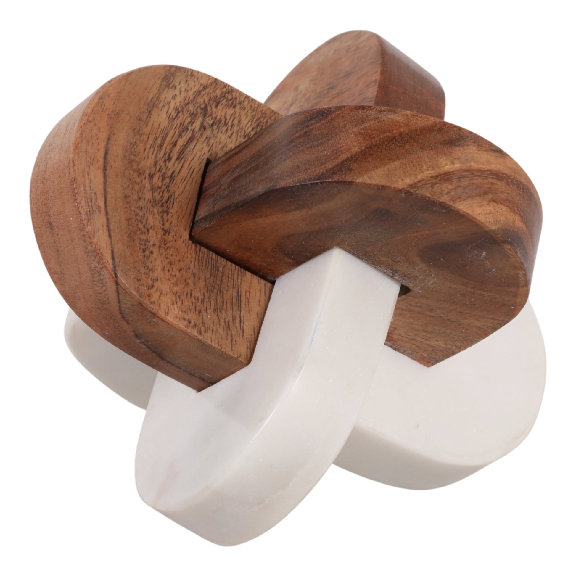 6x6" Wood And Marble Curved Knot, White/natural Table Decors| Sagebrook Home