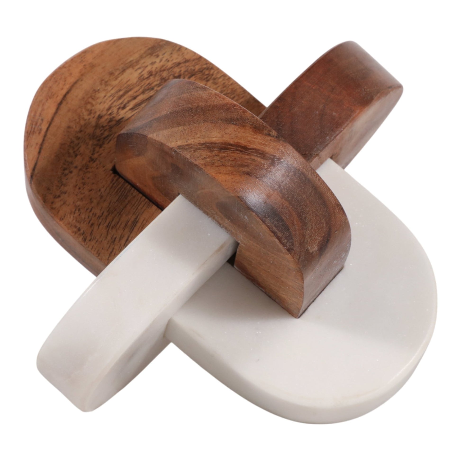 6x6" Wood And Marble Curved Knot, White/natural Table Decors| Sagebrook Home