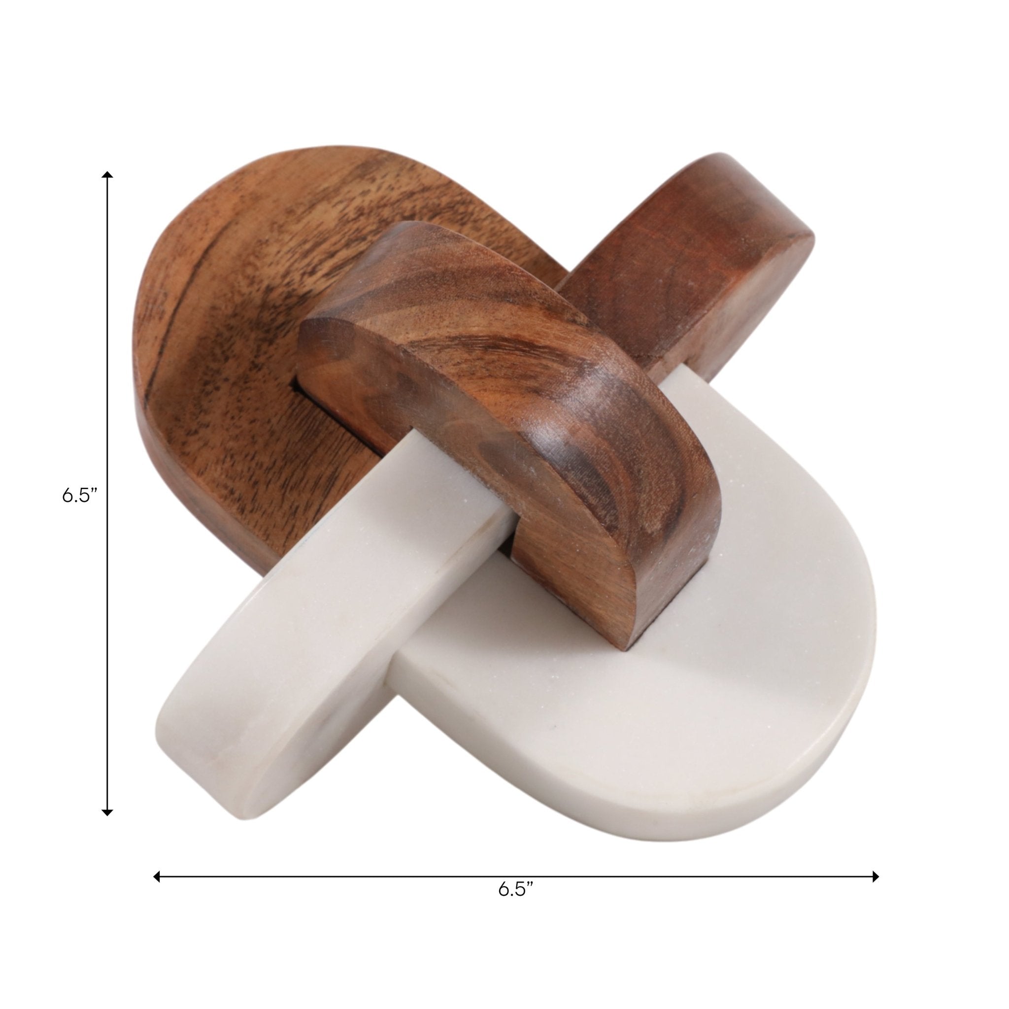 6x6" Wood And Marble Curved Knot, White/natural Table Decors| Sagebrook Home