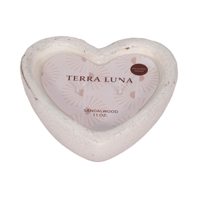 7" 11 Oz Sandalwood Heart Candle, White - Al Rugaib Furniture