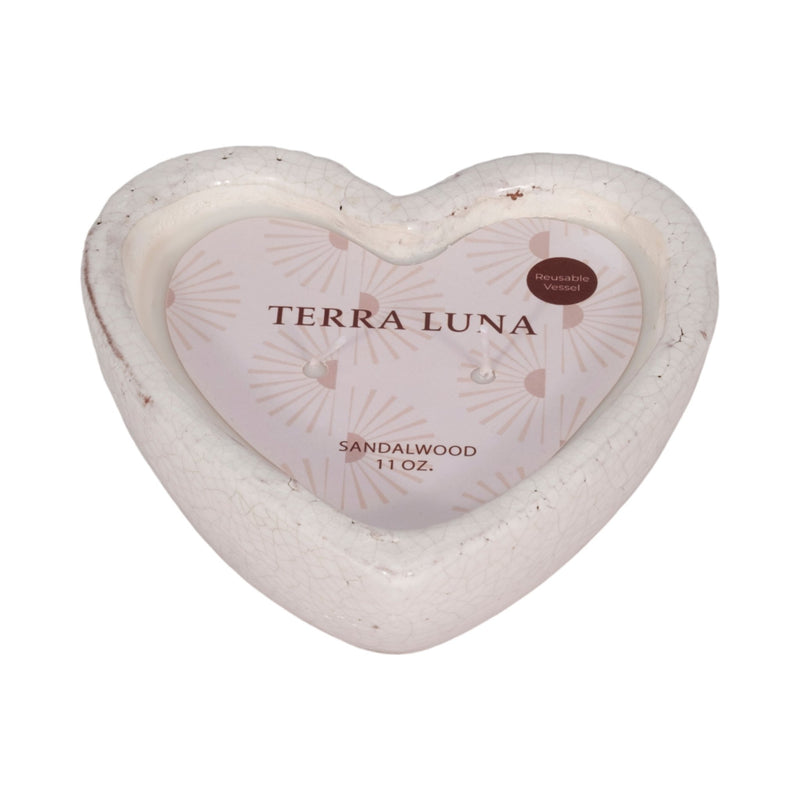 7" 11 Oz Sandalwood Heart Candle, White - Al Rugaib Furniture