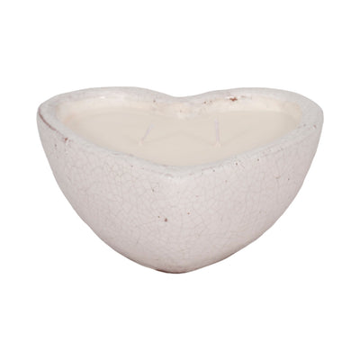 7" 11 Oz Sandalwood Heart Candle, White - Al Rugaib Furniture