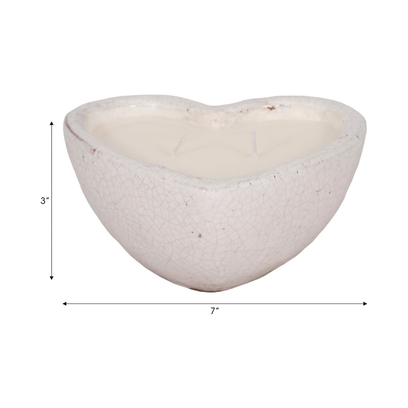 7" 11 Oz Sandalwood Heart Candle, White - Al Rugaib Furniture