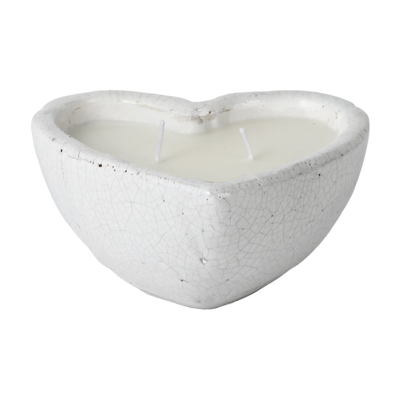 7" 11 Oz Sandalwood Heart Candle, White - Al Rugaib Furniture