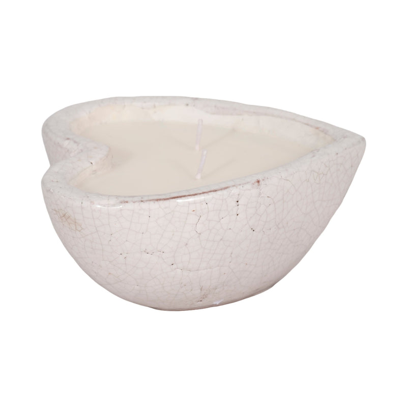 7" 11 Oz Sandalwood Heart Candle, White - Al Rugaib Furniture