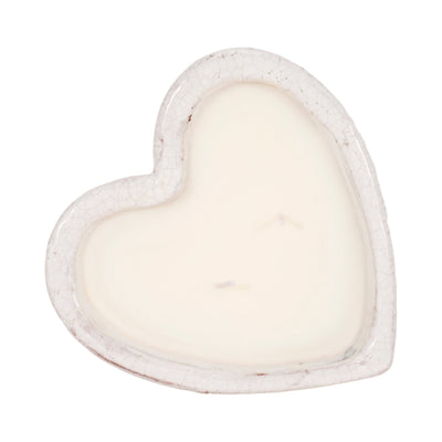7" 11 Oz Sandalwood Heart Candle, White - Al Rugaib Furniture