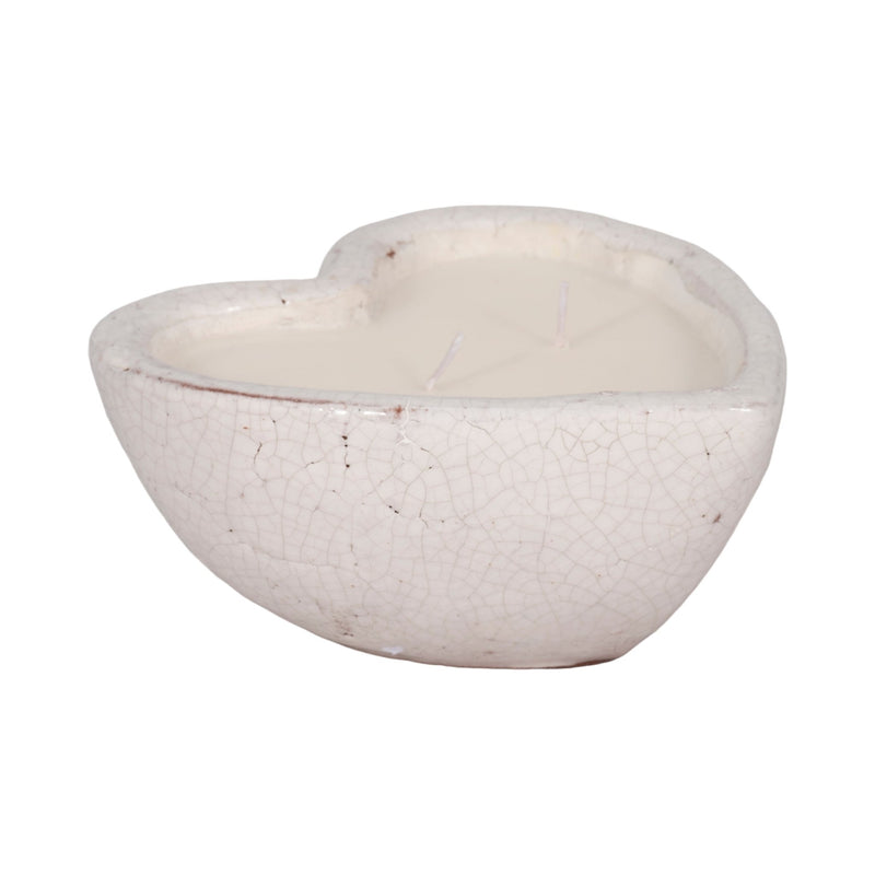 7" 11 Oz Sandalwood Heart Candle, White - Al Rugaib Furniture