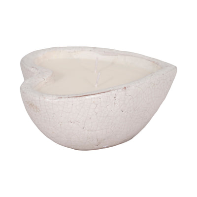 7" 11 Oz Sandalwood Heart Candle, White - Al Rugaib Furniture