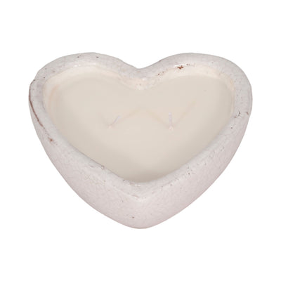 7" 11 Oz Sandalwood Heart Candle, White - Al Rugaib Furniture