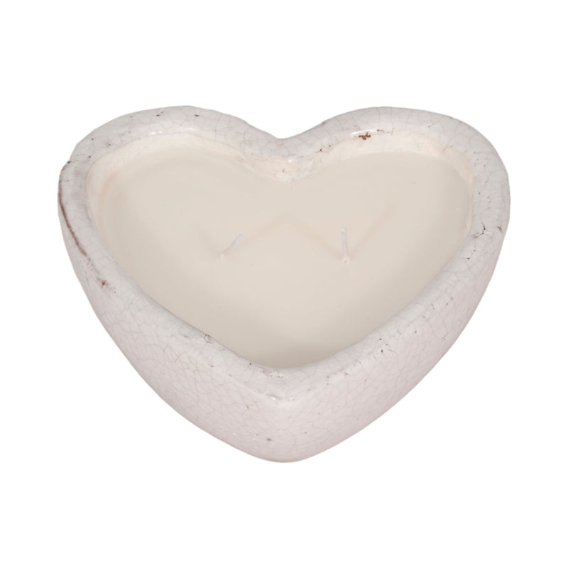 7" 11 Oz Sandalwood Heart Candle, White - Al Rugaib Furniture