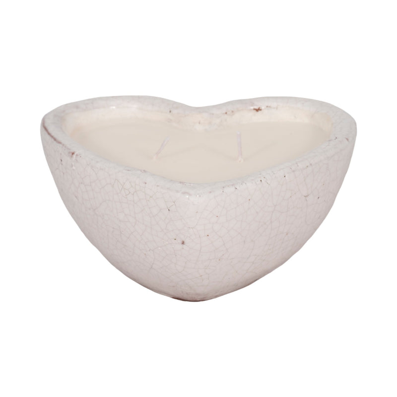 7" 11 Oz Sandalwood Heart Candle, White - Al Rugaib Furniture