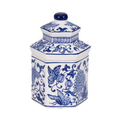 7" 6oz Sandalwood Myrrh Chinoiserie Cndle,blu/wht - Al Rugaib Furniture