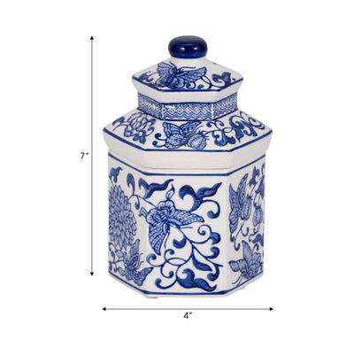 7" 6oz Sandalwood Myrrh Chinoiserie Cndle,blu/wht - Al Rugaib Furniture